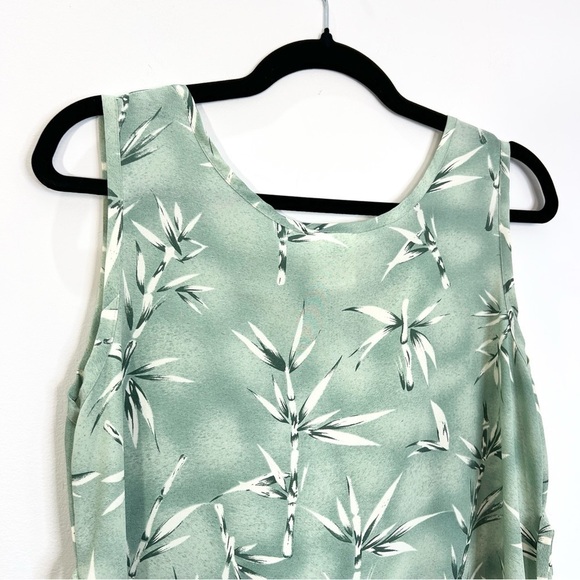 Vintage green bamboo print midi dress M - Picture 7 of 11